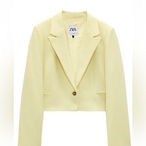 Zara light lime green cropped blazer